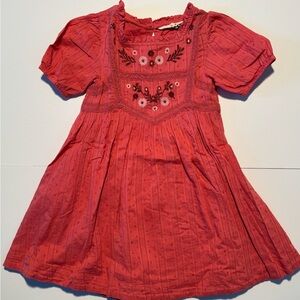 Mini Boden Embroidered Bodice Pink Kids Dress